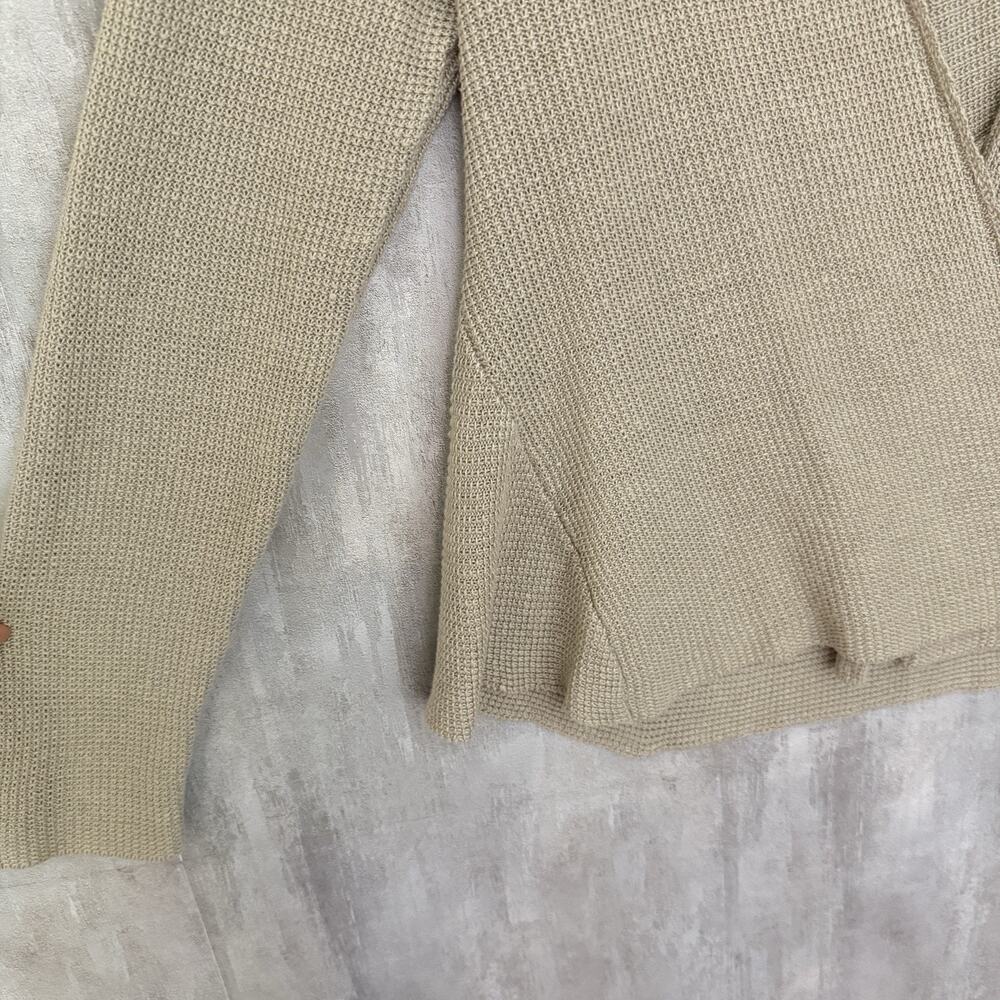 EILEEN FISHER Cardigan Petite PM Linen Open Knit Open Front Long Sleeve Beige - Picture 3 of 13